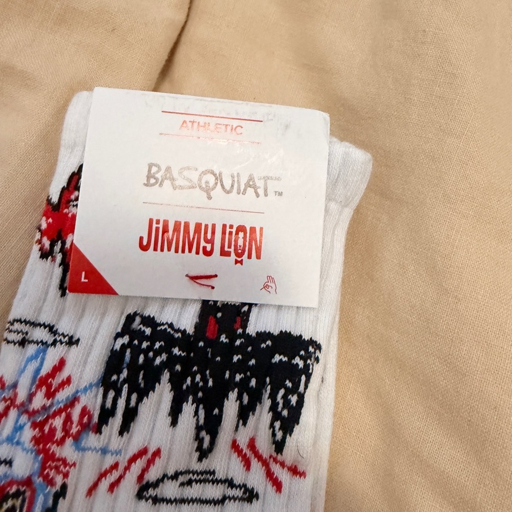 Basquiat Graphic White Athletic Socks - Picture 2 of 3